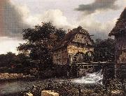 Jacob van Ruisdael Two Water Mills an Open Sluice oil on canvas